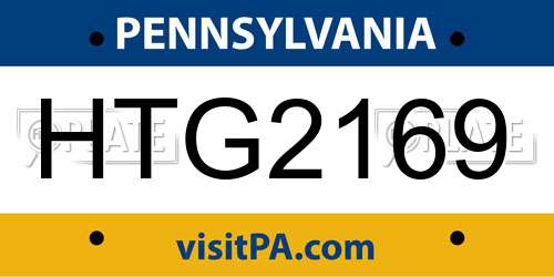 HTG2169 Pennsylvania License Plate