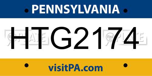 HTG2174 Pennsylvania License Plate