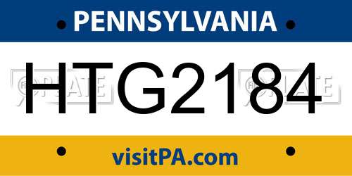 HTG2184 Pennsylvania License Plate