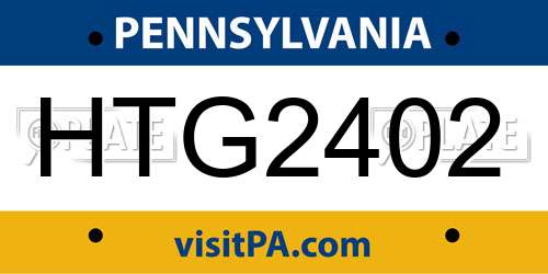 HTG2402 Pennsylvania License Plate