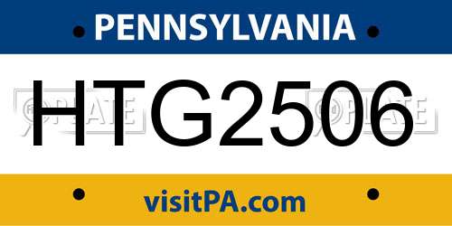 HTG2506 Pennsylvania License Plate