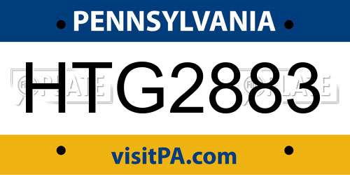 HTG2883 Pennsylvania License Plate