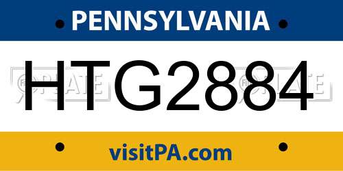 HTG2884 Pennsylvania License Plate