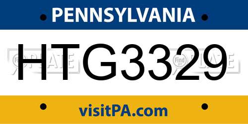 HTG3329 Pennsylvania License Plate