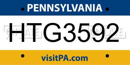 HTG3592 Pennsylvania License Plate