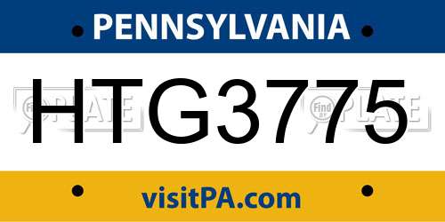 HTG3775 Pennsylvania License Plate