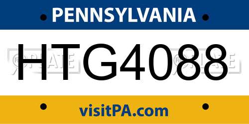 HTG4088 Pennsylvania License Plate