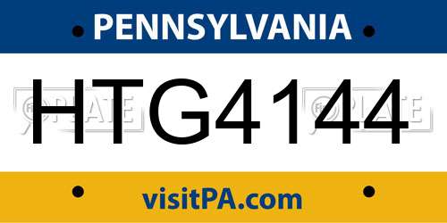 HTG4144 Pennsylvania License Plate