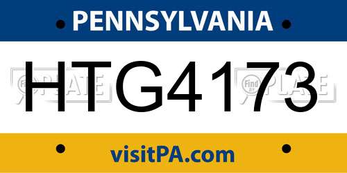 HTG4173 Pennsylvania License Plate