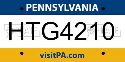 HTG4210 Pennsylvania License Plate