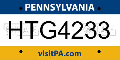 HTG4233 Pennsylvania License Plate