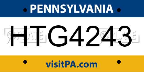 HTG4243 Pennsylvania License Plate