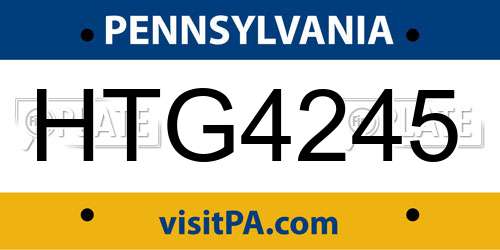 HTG4245 Pennsylvania License Plate