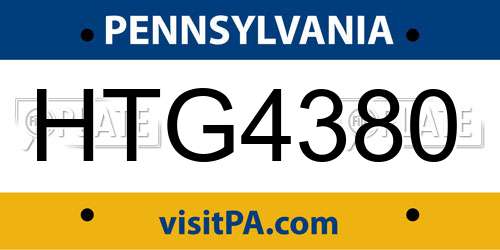 HTG4380 Pennsylvania License Plate