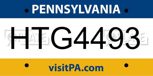 HTG4493 Pennsylvania License Plate