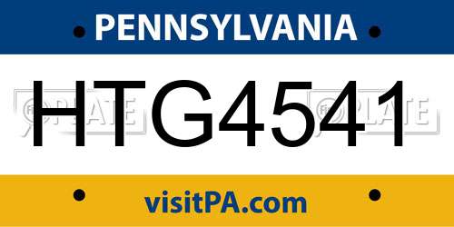 HTG4541 Pennsylvania License Plate