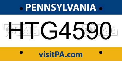 HTG4590 Pennsylvania License Plate