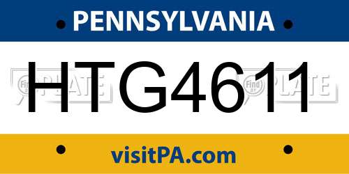 HTG4611 Pennsylvania License Plate