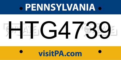HTG4739 Pennsylvania License Plate