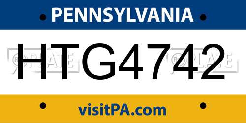 HTG4742 Pennsylvania License Plate