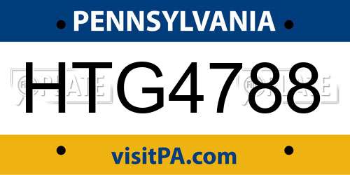 HTG4788 Pennsylvania License Plate