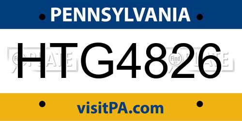 HTG4826 Pennsylvania License Plate