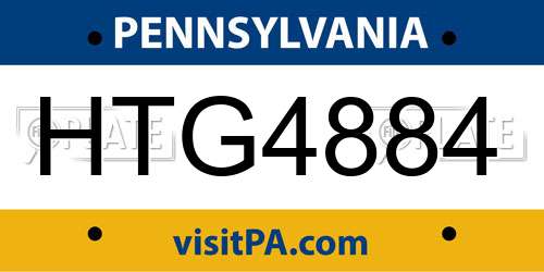 HTG4884 Pennsylvania License Plate