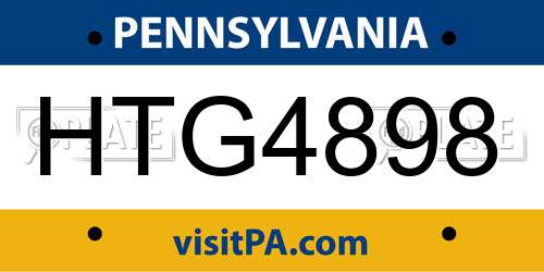 HTG4898 Pennsylvania License Plate