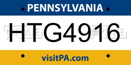 HTG4916 Pennsylvania License Plate