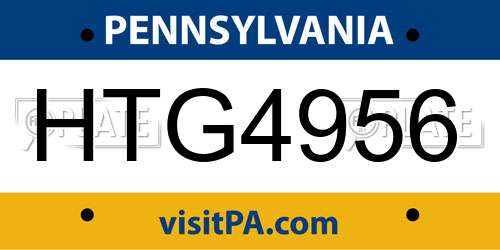 HTG4956 Pennsylvania License Plate