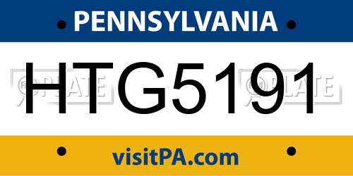 HTG5191 Pennsylvania License Plate