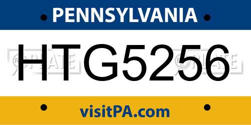 HTG5256 Pennsylvania License Plate