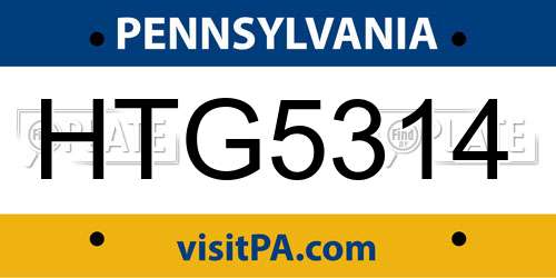 HTG5314 Pennsylvania License Plate