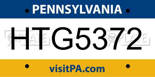 HTG5372 Pennsylvania License Plate