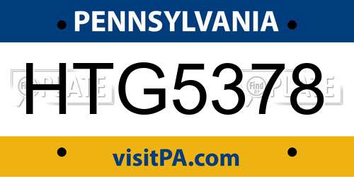 HTG5378 Pennsylvania License Plate