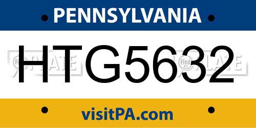 HTG5632 Pennsylvania License Plate