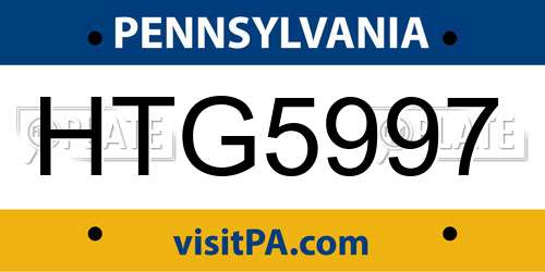 HTG5997 Pennsylvania License Plate