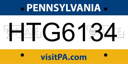 HTG6134 Pennsylvania License Plate