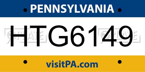 HTG6149 Pennsylvania License Plate