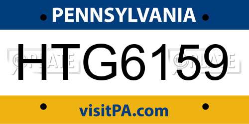 HTG6159 Pennsylvania License Plate