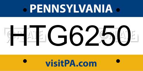HTG6250 Pennsylvania License Plate
