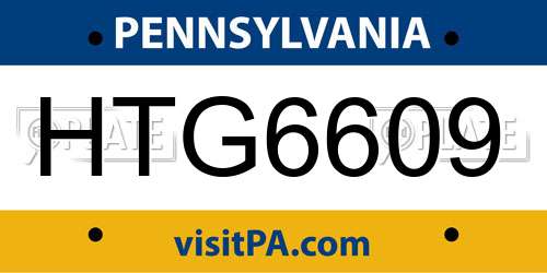 HTG6609 Pennsylvania License Plate