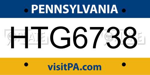 HTG6738 Pennsylvania License Plate