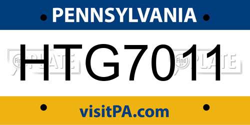 HTG7011 Pennsylvania License Plate