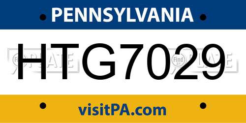 HTG7029 Pennsylvania License Plate