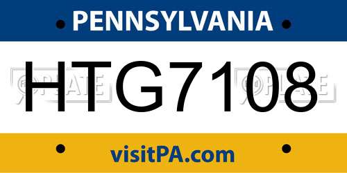 HTG7108 Pennsylvania License Plate