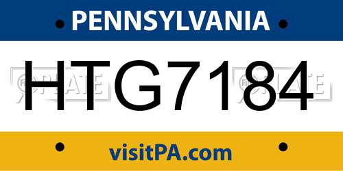 HTG7184 Pennsylvania License Plate
