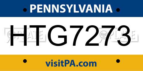 HTG7273 Pennsylvania License Plate
