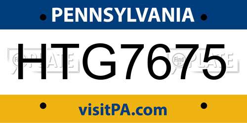 HTG7675 Pennsylvania License Plate