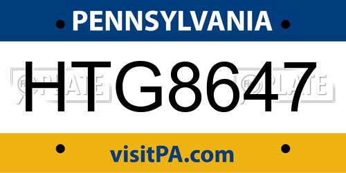 HTG8647 Pennsylvania License Plate